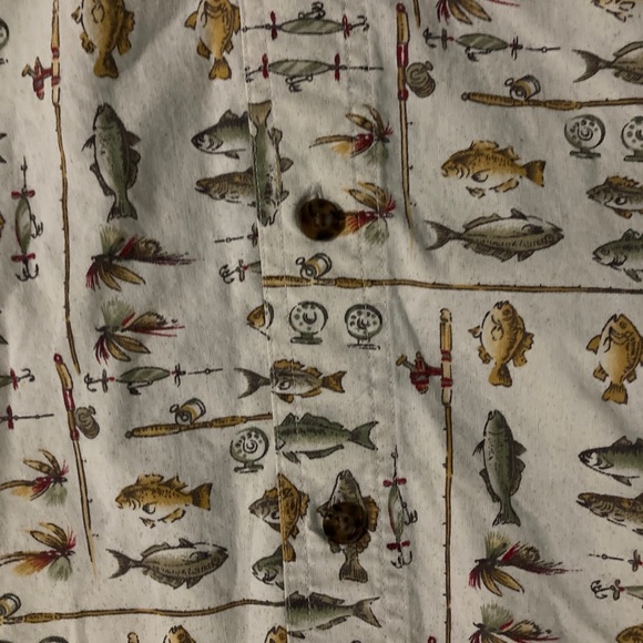 Men’s vintage Woolrich button down short sleeve shirt 2XL BirchFreshwater Fish - Picture 8 of 8